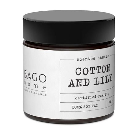 Свеча ароматическая в стекле BAGO home Хлопок и лилия 88 г