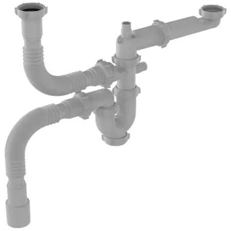 Сифон для мойки двойной Equation 40 мм без выпуска 2 отвода