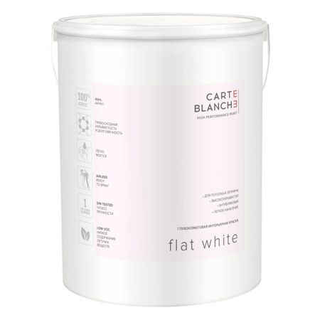 Краска для потолка Carte Blanche Flat White база А белая 0,9 л премьер или carte blanche повесть рассказы