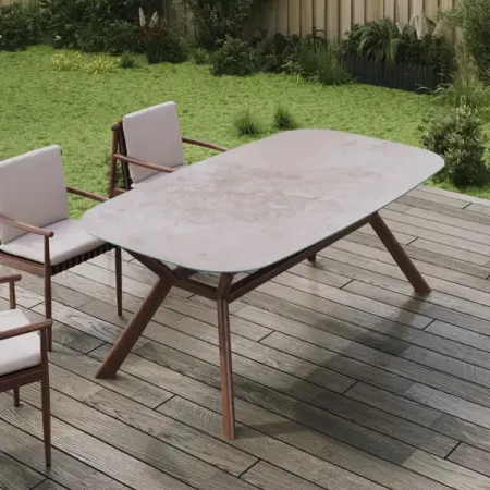 Стол садовый Naterial Retro 200x100x74 см стекло/алюминий цвет бежево-коричневый