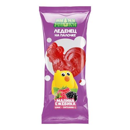 Петушок леденцовая карамель с цинком и витамином С вкус малины и ежевики с 3 лет Ми-ми-мишки 17г