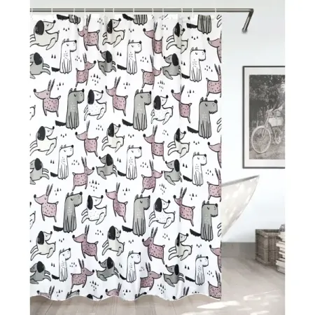 Штора для ванной Bath Plus Cute Puppy CH-21296 180x180 см цвет белый серый розовый