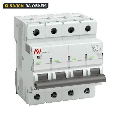 Автоматический выключатель EKF Averes ВАAV-6 4P C20 А 6 кА