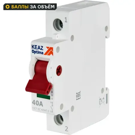 Автоматический выключатель КЭАЗ Opti Din ВМ63PL 1P C40 А 4.5 кА