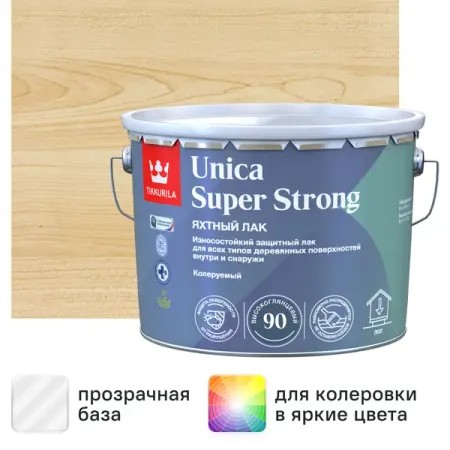 Лак яхтный Tikkurila Unica Super Strong База ЕР бесцветный высокоглянцевый 9 л кофейный напиток maccoffee strong 3 в 1 18 г