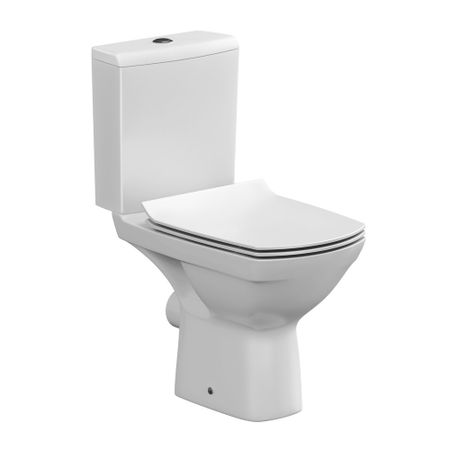 Унитаз-компакт Cersanit Carina Clean On безободковый с горизонтальным выпуском с сиденьем дюропласт микролифт белый (S-KO-CAR011-3/5-COn-S-DL-w)