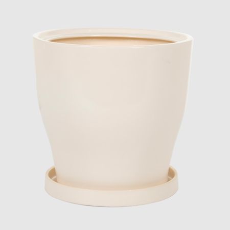 Горшок с поддоном Гончар Крокус №1 белый глянец,d-14 см, h-23 см., v-4 л.