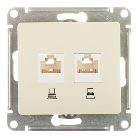 Розетка компьютерная Systeme Electric Glossa встраиваемая бежевая 2хRJ45 (GSL000285KK)