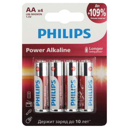 Батарейка Philips Power АА пальчиковая LR6 1,5 В (4 шт.) (Б0062746)