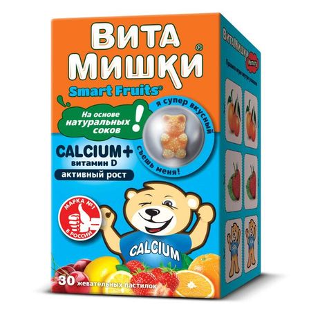 ВитаМишки Smart Fruits Кальций+витаминД пастилки жевательные 30шт