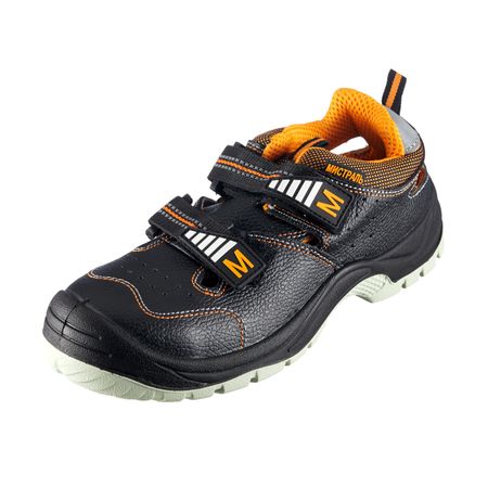 Сандалии кожаные с перфорацией и защитным подноском и стелькой размер 45 черные Мистраль SJ4000 (119894)