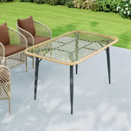 Обеденный садовый стол Aura со стеклом 90x150x76 см сталь грано стол раздвижной дайко дуб 94 126х64х75 см