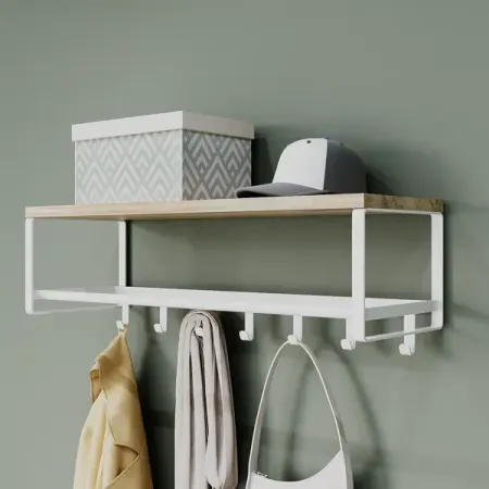 Полка настенная Otto с крючками и штангой 65x21x25 см цвет белый 4 шт складные крючки для одежды из алюминиевого сплава
