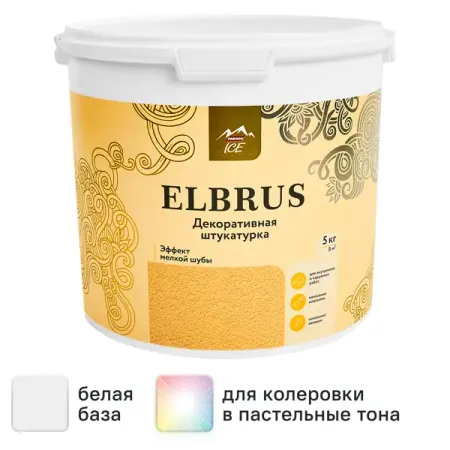 Штукатурка декоративная Parade Elbrus эффект мелкой шубы цвет белый 5 кг