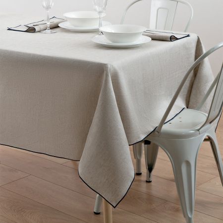 Скатерть Rusby 150х250 см лен бежевый/синий