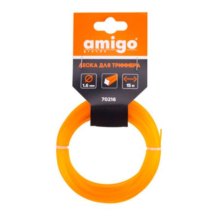 Леска для триммера Amigo квадрат 1,6 мм х 15 м оранжевая (70216)
