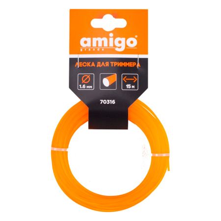 Леска для триммера Amigo круг 1,6 мм х 15 м оранжевая (70316)