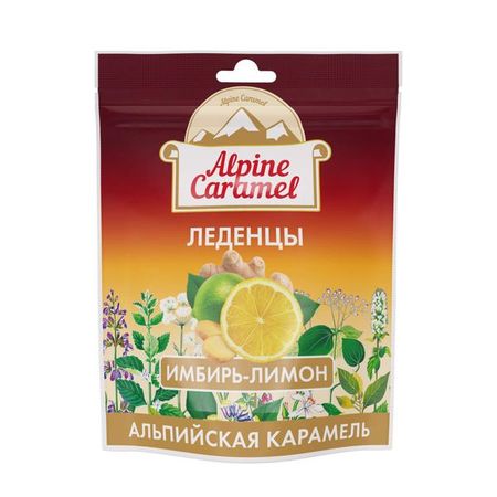 Альпийская карамель вкус имбиря и лимона Alpine Caramel леденцы пак. 75г