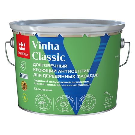 Антисептик Tikkurila/Tikkivala Vinha Classic кроющий декоративный для дерева бесцветный база VC 9 л