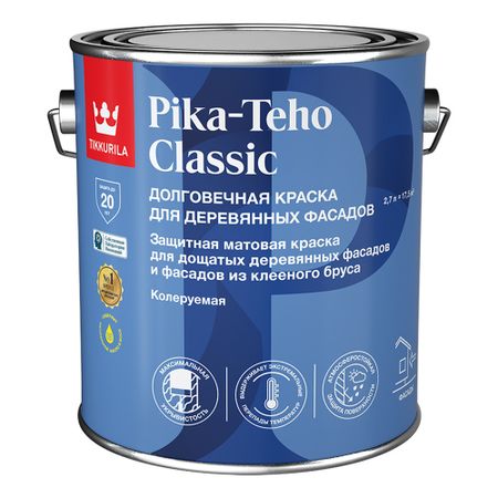 Краска фасадная по дереву Tikkurila/Tikkivala Pika-Teho Classic водно-дисперсионная база C бесцветная 2,7 л выжигание по дереву основы для выжигания веселые щенки