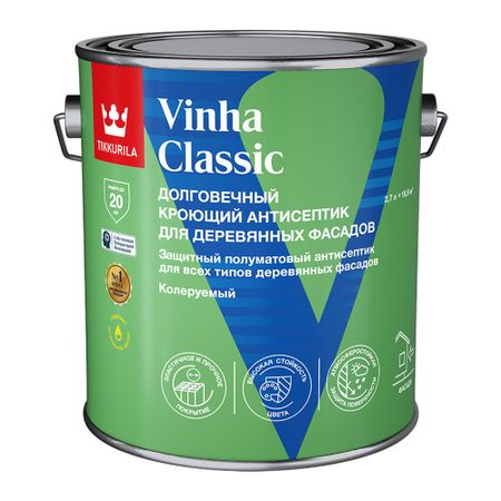 Антисептик Tikkurila/Tikkivala Vinha Classic кроющий декоративный для дерева бесцветный база VC 2,7 л