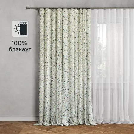 Штора на ленте блэкаут Камни 160x280 см цвет бежевый черные турмалиновые камни runyangshi