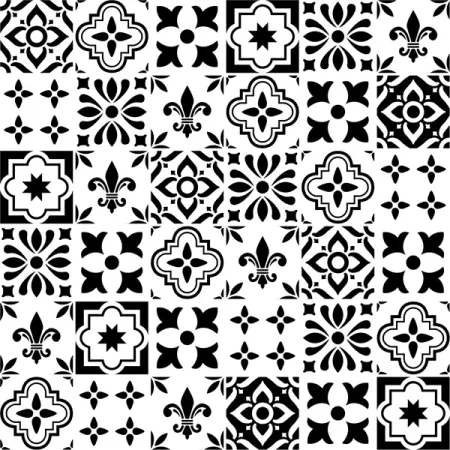 Пленка самоклеящаяся Плитка 0.60x8 м цвет черно-белый 100 мкр