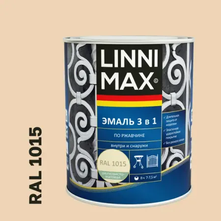 Эмаль по ржавчине 3 в 1 Linnimax цвет бежевый полуматовый 0.75 л александр борисович малюшкин тестовые задания для проверки знаний учащихся по русскому языку 7 класс