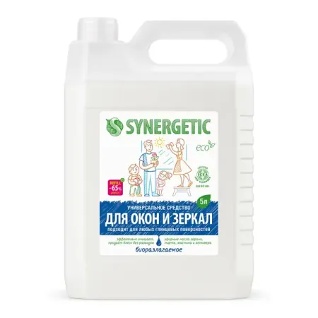 Средство чистящее для стекол и зеркал Synergetic 5л