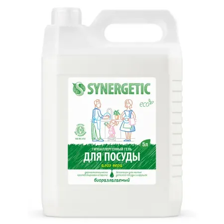 Гель для мытья посуды Synergetic алоэ вера 5л