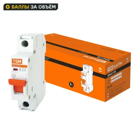 Автоматический выключатель TDM Electric ВА47-29 1Р B25 A 4.5 кА