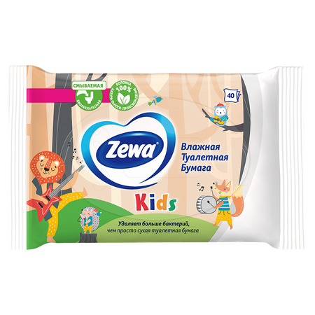 Бумага туалетная влажная Zewa Детская 40 шт