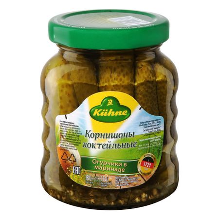 Огурцы Kuhne коктейльные 180 г