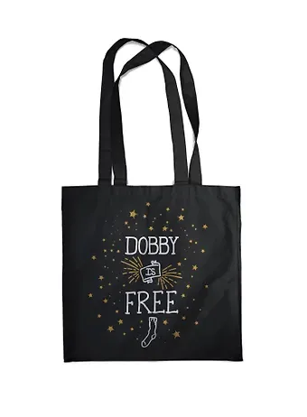 Сумка-шоппер Добби свободен! (черная, 38х43 см)