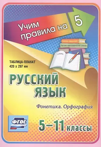 Русский язык. Фонетика. Орфография. 5-11 классы. Таблица-плакат