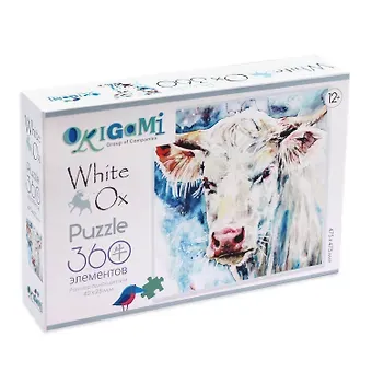 Пазл 2021 Год Быка Портрет белого быка ORIGAMI/Оригами 360 элементов 05421