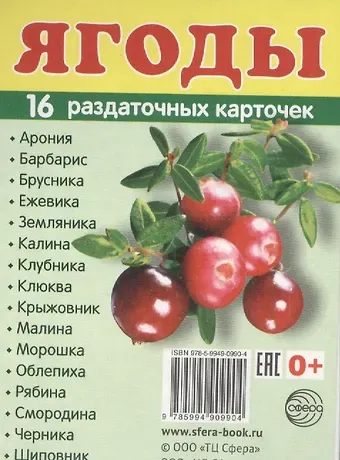 Татьяна Владиславовна Цветкова Дем. картинки СУПЕР Ягоды.16 раздаточных карточек с текстом (63х87мм)