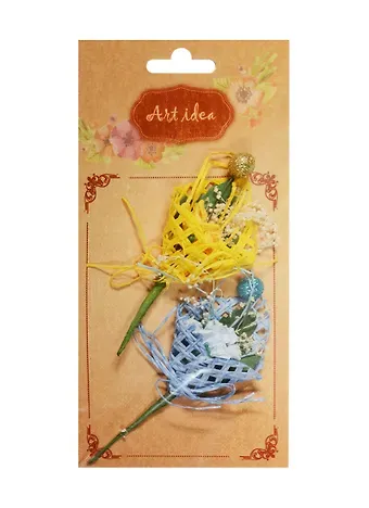 Набор бутоньерок розы в рожке (2шт) (15-62) (14-00417-15-62)