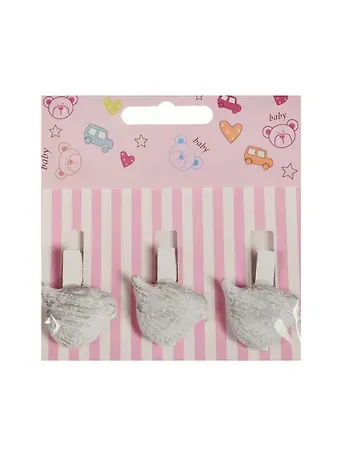 Набор прищепок декоративных, 3 шт, полистоун,птичка серая с орнаментом