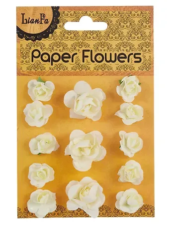 Набор для творчества, Цветы Paper Flower 3 больш.+10маленьк., молочные и белые