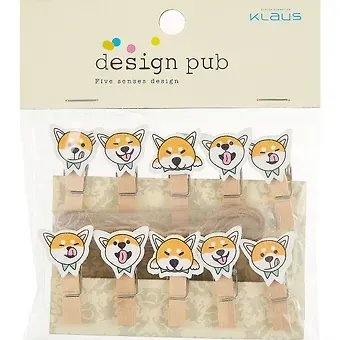 Прищепки декоративные с веревкой 10 шт. Корги забавные