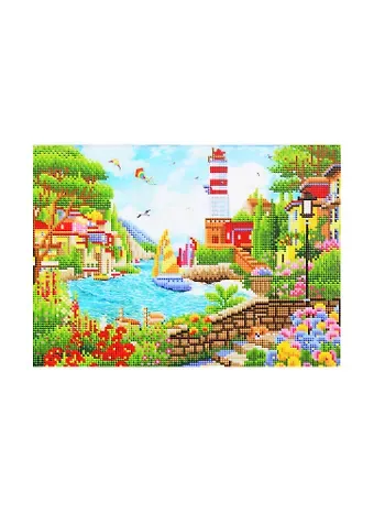 Алмазная мозаика (блест.) Живописный городок (ACA034) (30х40см) (с част. заполн.) (Рыжий Кот) (6+) (коробка)