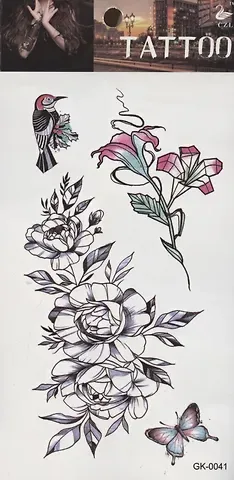 Тату Цветы, 3 вида (GK-0041)(GK-0049)(GK-0082)(9,7*19,8)