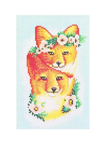 Алмазная мозаика (класс.) 22х32 см, с подр., с полн. заполн. (18цв.) Милые лисицы (Арт. AC22079)