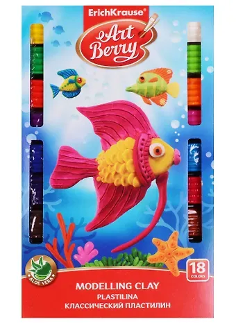 Пластилин 18 цветов 324 г, стек, с Алоэ Вера