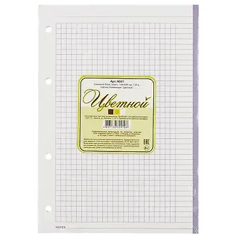 Сменный блок для тетради на кольцах «Цветной», 120 листов