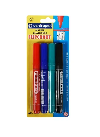 Маркеры для досок Centropen, Flipchart, 4 цвета 2,5 мм