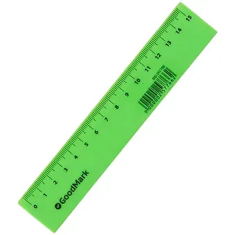 Линейка 15 см пластик, 