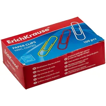 Скрепки 33мм 100шт винил, ассорти, к/к, ErichKrause