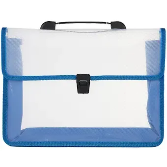 Портфель А4 прозр.пластик, синий кант